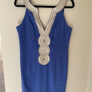 LILY PULITZER, Blue, Gold, and Silver Dress